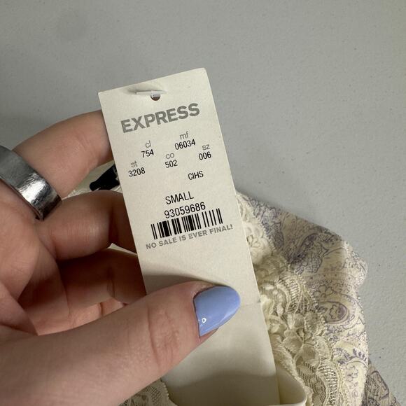 Vintage Express Skirt Womens Small Ivory Silk Paisley Mini Fairy Y2K Coquette - Picture 9 of 11